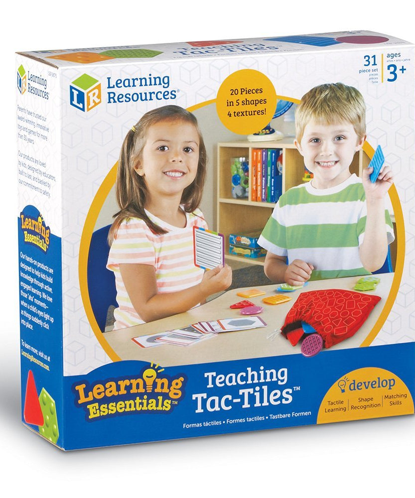 مجموعة أدوات التعلم اللمسية التعليمية Tac-Tiles LER 9075 من Learning Resources للتطور المبكر، تتضمن 20 قطعة و10 بطاقات أنشطة وحقيبة لمسية للعب الحسي
