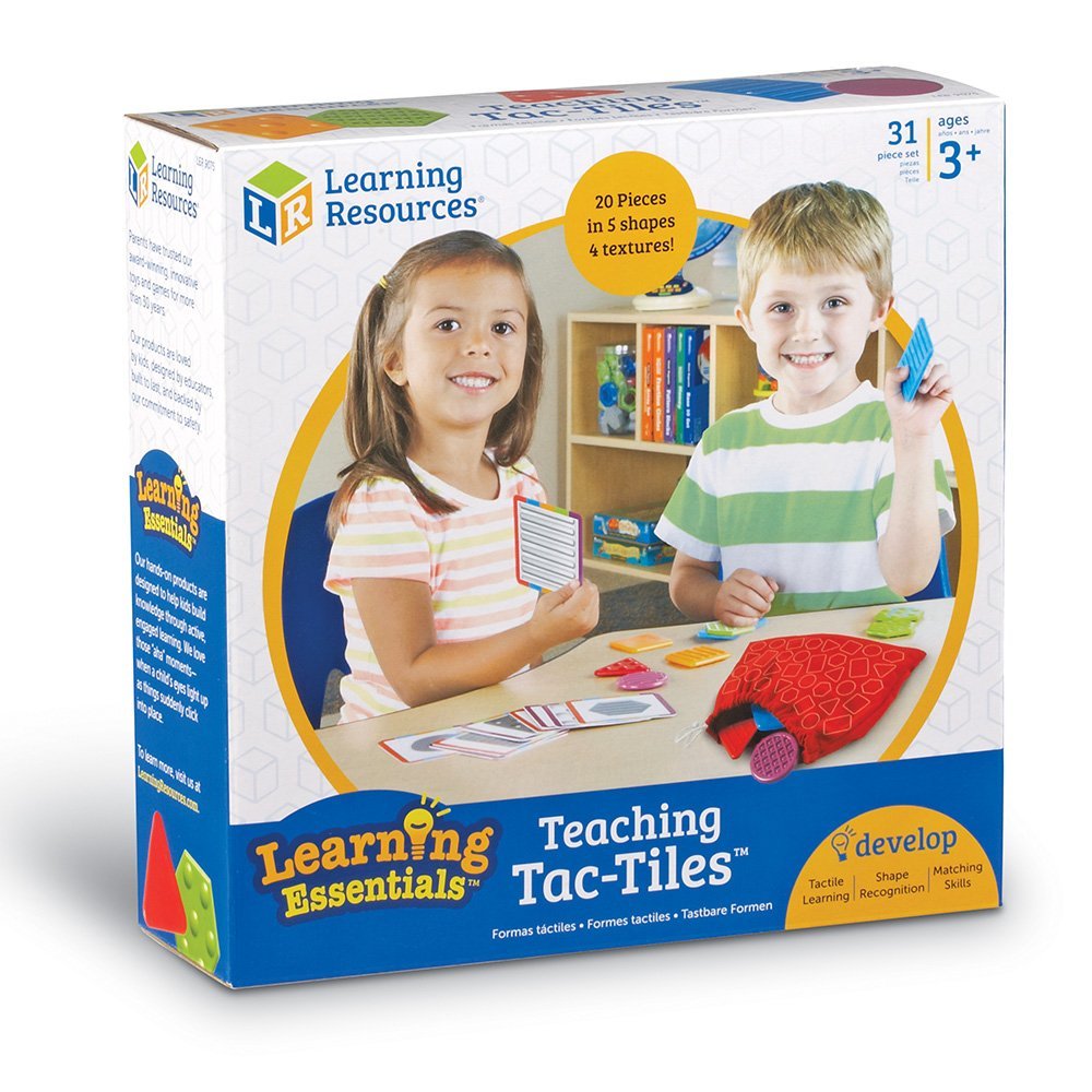 مجموعة أدوات التعلم اللمسية التعليمية Tac-Tiles LER 9075 من Learning Resources للتطور المبكر، تتضمن 20 قطعة و10 بطاقات أنشطة وحقيبة لمسية للعب الحسي