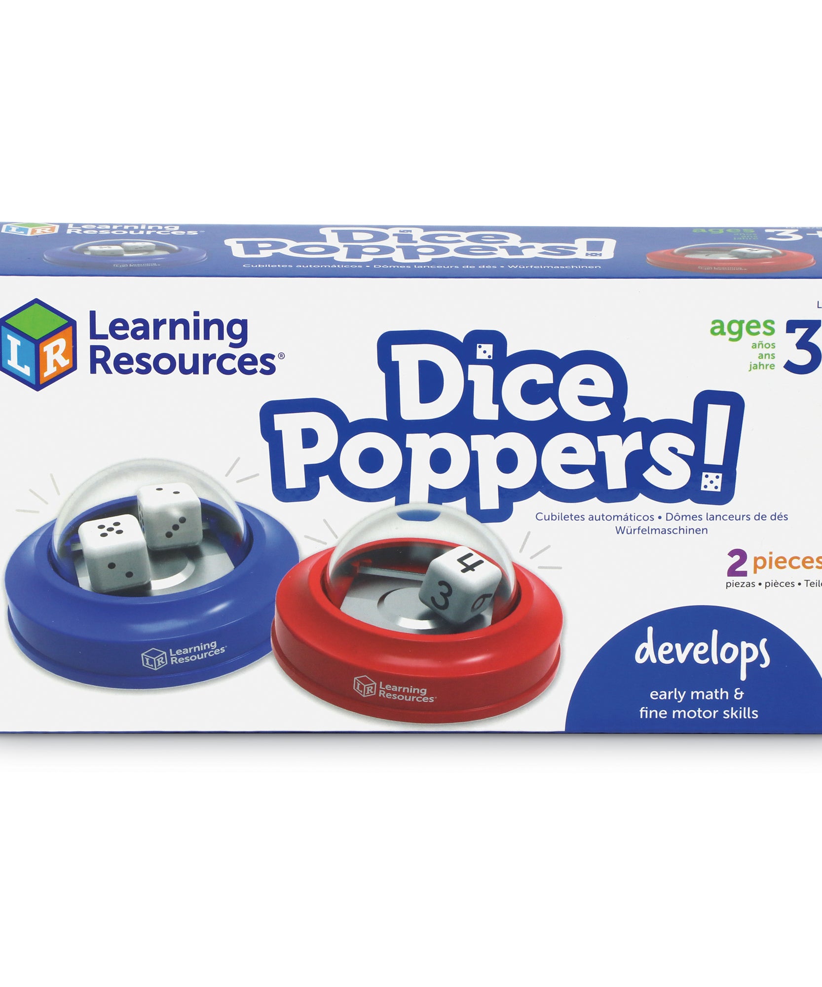 أدوات تفجير النرد من Learning Resources، مجموعة من 2 نرد في قبب، ملحق رياضيات وألعاب ممتع للأطفال، من سن 3 سنوات فما فوق، للاستخدام في الفصل الدراسي والمنزل، أدوات تفجير حمراء وزرقاء مع نرد أرقام ونقاط
