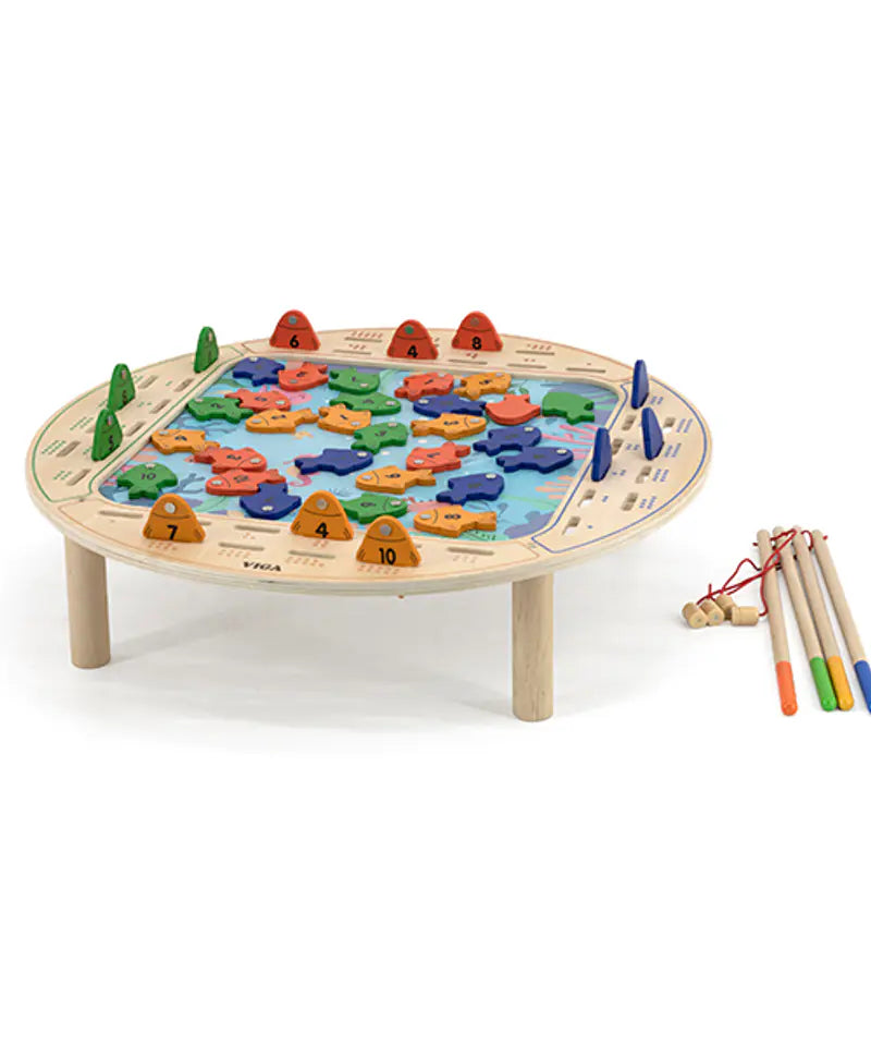 لعبة صيد السمك الخشبية المغناطيسية من فيجا، لعبة تعليمية من مونتيسوري، تُنمّي مهارات التنسيق بين اليد والعين، والتعرف على الأرقام والمهارات الحركية، صديقة للبيئة وغير سامة، للأولاد والبنات من عمر سنتين فما فوق