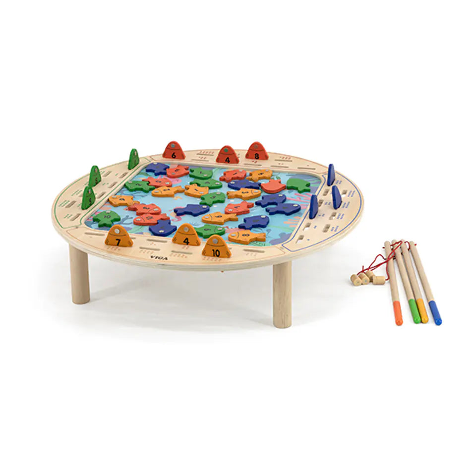 لعبة صيد السمك الخشبية المغناطيسية من فيجا، لعبة تعليمية من مونتيسوري، تُنمّي مهارات التنسيق بين اليد والعين، والتعرف على الأرقام والمهارات الحركية، صديقة للبيئة وغير سامة، للأولاد والبنات من عمر سنتين فما فوق