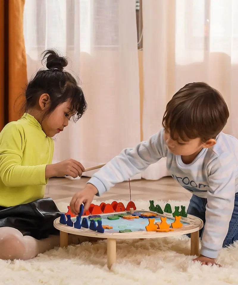 لعبة صيد السمك الخشبية المغناطيسية من فيجا، لعبة تعليمية من مونتيسوري، تُنمّي مهارات التنسيق بين اليد والعين، والتعرف على الأرقام والمهارات الحركية، صديقة للبيئة وغير سامة، للأولاد والبنات من عمر سنتين فما فوق