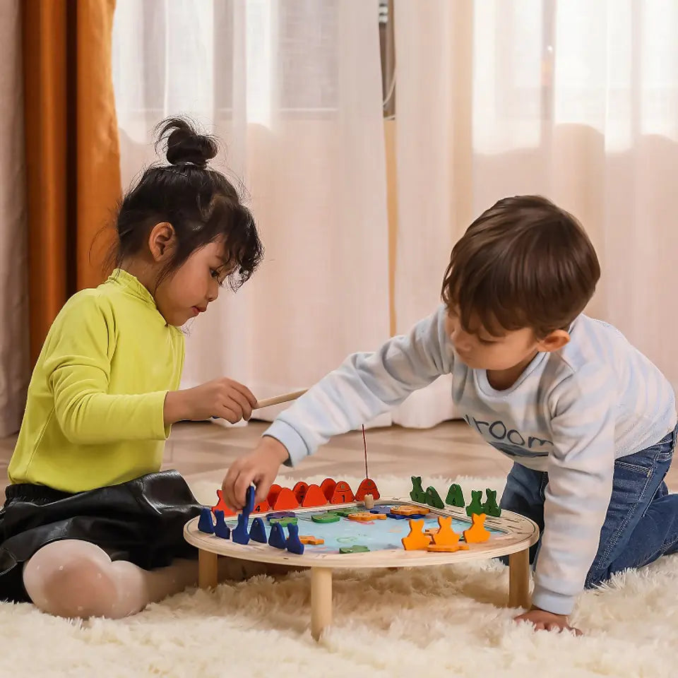 لعبة صيد السمك الخشبية المغناطيسية من فيجا، لعبة تعليمية من مونتيسوري، تُنمّي مهارات التنسيق بين اليد والعين، والتعرف على الأرقام والمهارات الحركية، صديقة للبيئة وغير سامة، للأولاد والبنات من عمر سنتين فما فوق