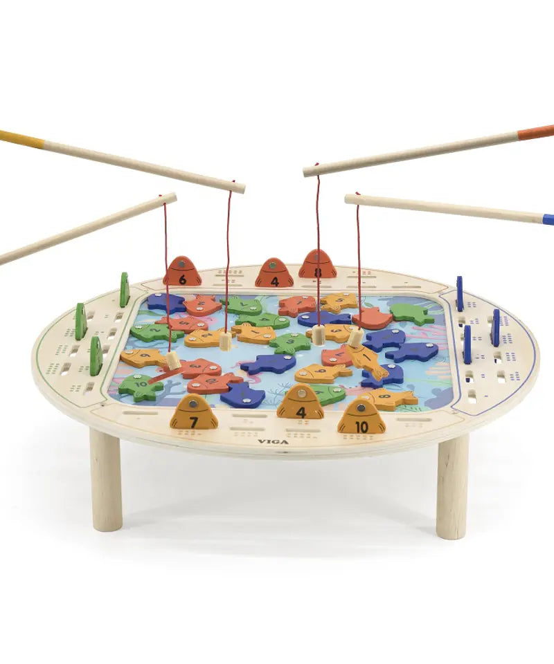 لعبة صيد السمك الخشبية المغناطيسية من فيجا، لعبة تعليمية من مونتيسوري، تُنمّي مهارات التنسيق بين اليد والعين، والتعرف على الأرقام والمهارات الحركية، صديقة للبيئة وغير سامة، للأولاد والبنات من عمر سنتين فما فوق