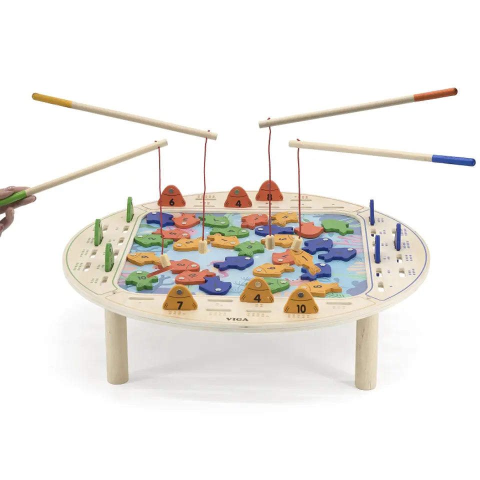 لعبة صيد السمك الخشبية المغناطيسية من فيجا، لعبة تعليمية من مونتيسوري، تُنمّي مهارات التنسيق بين اليد والعين، والتعرف على الأرقام والمهارات الحركية، صديقة للبيئة وغير سامة، للأولاد والبنات من عمر سنتين فما فوق