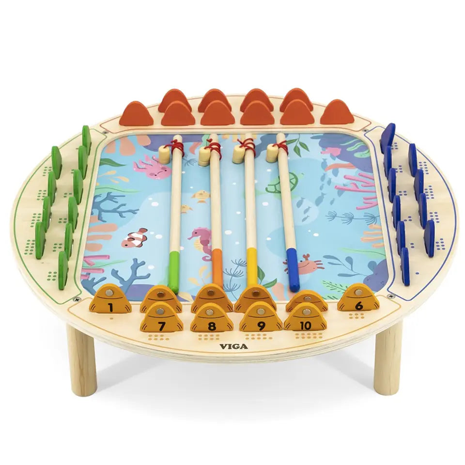 لعبة صيد السمك الخشبية المغناطيسية من فيجا، لعبة تعليمية من مونتيسوري، تُنمّي مهارات التنسيق بين اليد والعين، والتعرف على الأرقام والمهارات الحركية، صديقة للبيئة وغير سامة، للأولاد والبنات من عمر سنتين فما فوق