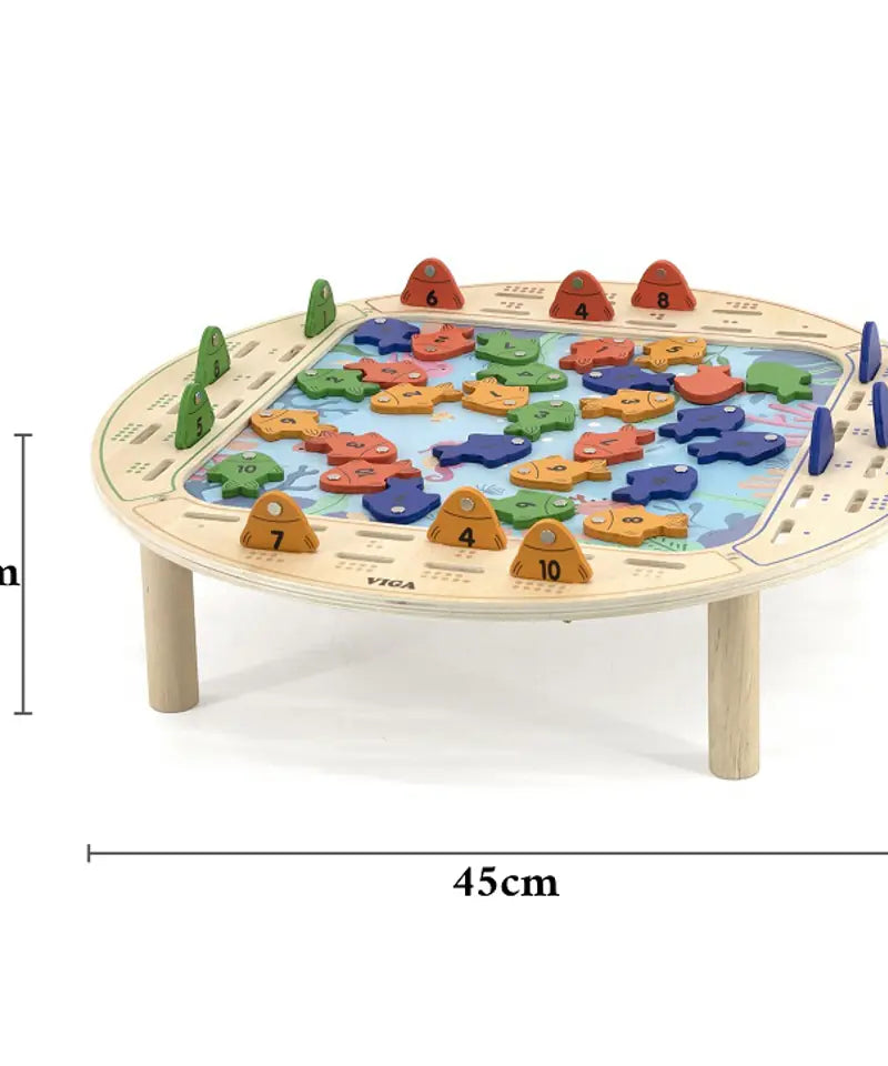 لعبة صيد السمك الخشبية المغناطيسية من فيجا، لعبة تعليمية من مونتيسوري، تُنمّي مهارات التنسيق بين اليد والعين، والتعرف على الأرقام والمهارات الحركية، صديقة للبيئة وغير سامة، للأولاد والبنات من عمر سنتين فما فوق