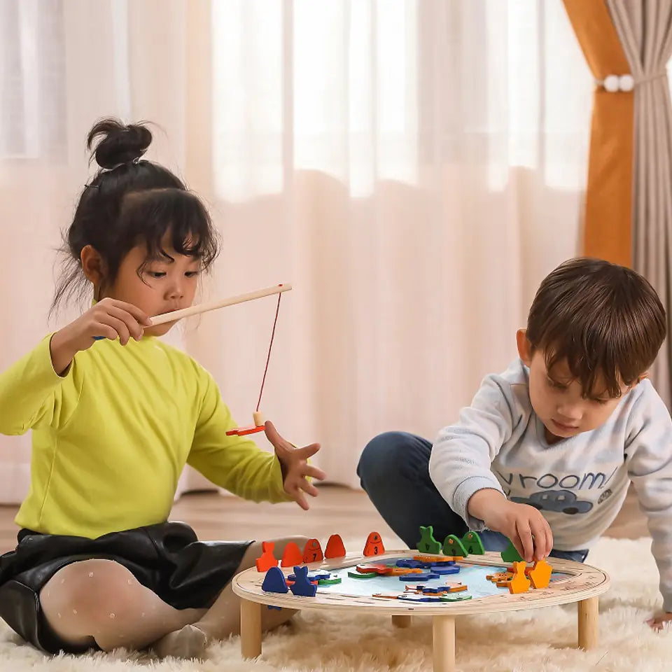 لعبة صيد السمك الخشبية المغناطيسية من فيجا، لعبة تعليمية من مونتيسوري، تُنمّي مهارات التنسيق بين اليد والعين، والتعرف على الأرقام والمهارات الحركية، صديقة للبيئة وغير سامة، للأولاد والبنات من عمر سنتين فما فوق