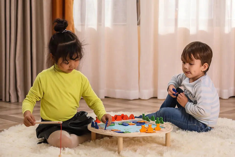 لعبة صيد السمك الخشبية المغناطيسية من فيجا، لعبة تعليمية من مونتيسوري، تُنمّي مهارات التنسيق بين اليد والعين، والتعرف على الأرقام والمهارات الحركية، صديقة للبيئة وغير سامة، للأولاد والبنات من عمر سنتين فما فوق