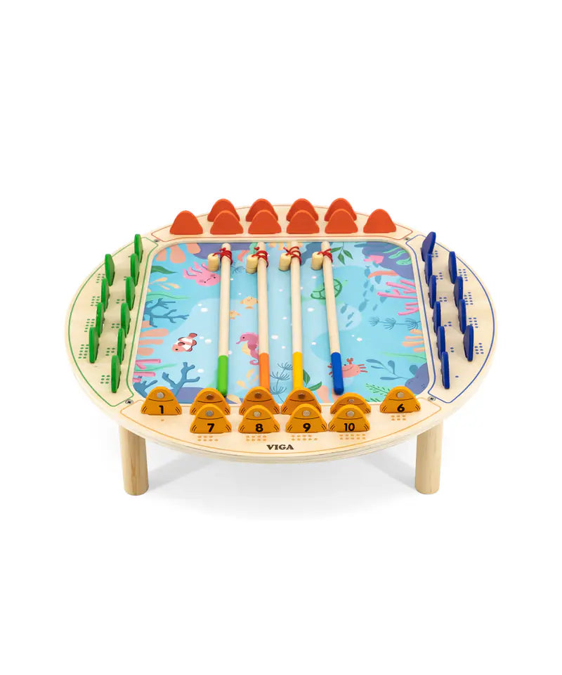 لعبة صيد السمك الخشبية المغناطيسية من فيجا، لعبة تعليمية من مونتيسوري، تُنمّي مهارات التنسيق بين اليد والعين، والتعرف على الأرقام والمهارات الحركية، صديقة للبيئة وغير سامة، للأولاد والبنات من عمر سنتين فما فوق