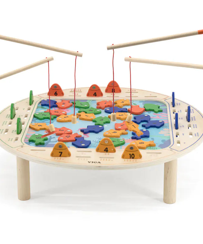 لعبة صيد السمك الخشبية المغناطيسية من فيجا، لعبة تعليمية من مونتيسوري، تُنمّي مهارات التنسيق بين اليد والعين، والتعرف على الأرقام والمهارات الحركية، صديقة للبيئة وغير سامة، للأولاد والبنات من عمر سنتين فما فوق