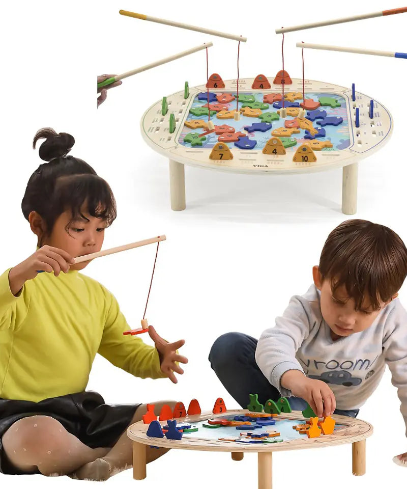 لعبة صيد السمك الخشبية المغناطيسية من فيجا، لعبة تعليمية من مونتيسوري، تُنمّي مهارات التنسيق بين اليد والعين، والتعرف على الأرقام والمهارات الحركية، صديقة للبيئة وغير سامة، للأولاد والبنات من عمر سنتين فما فوق