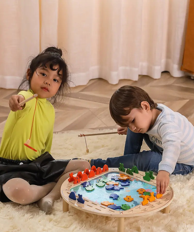 لعبة صيد السمك الخشبية المغناطيسية من فيجا، لعبة تعليمية من مونتيسوري، تُنمّي مهارات التنسيق بين اليد والعين، والتعرف على الأرقام والمهارات الحركية، صديقة للبيئة وغير سامة، للأولاد والبنات من عمر سنتين فما فوق