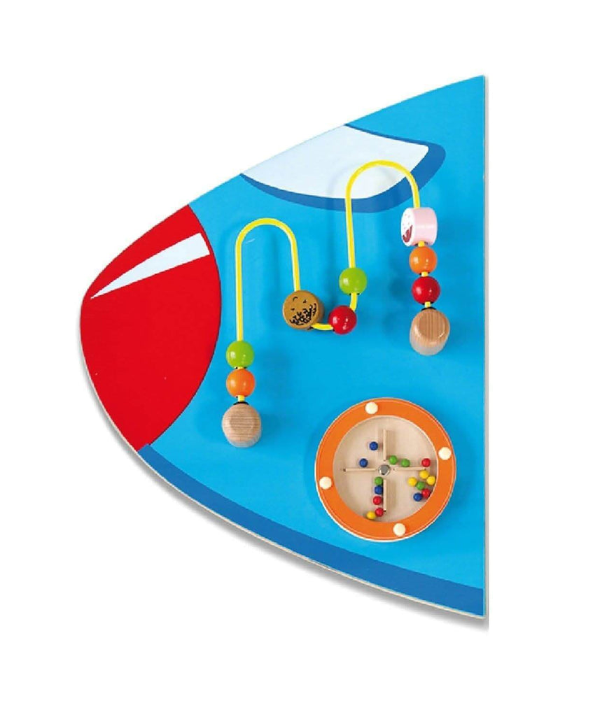 VIGA Wooden Wall Toy Airplane, Multi-Functional Montessori Sensory Activity Panel, 5-in-1 Interactive Wall-Mounted Toy for Toddlers, Eco-Friendly & Educational for Home, Schools & Learning Centers