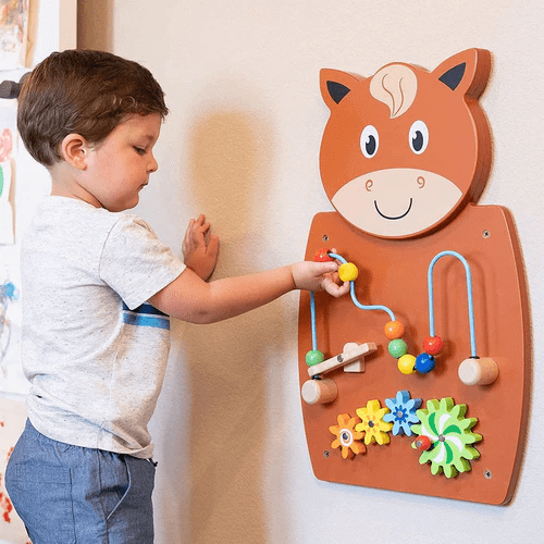 لعبة حائط خشبية من VIGA، خرز وتروس سلكية، لوحة تعليمية من مونتيسوري مع خرز قابل للإطلاق، تُنمّي المهارات الحركية الدقيقة والمنطق والإبداع، صديقة للبيئة وغير سامة، للأولاد والبنات من عمر 18 شهرًا فما فوق