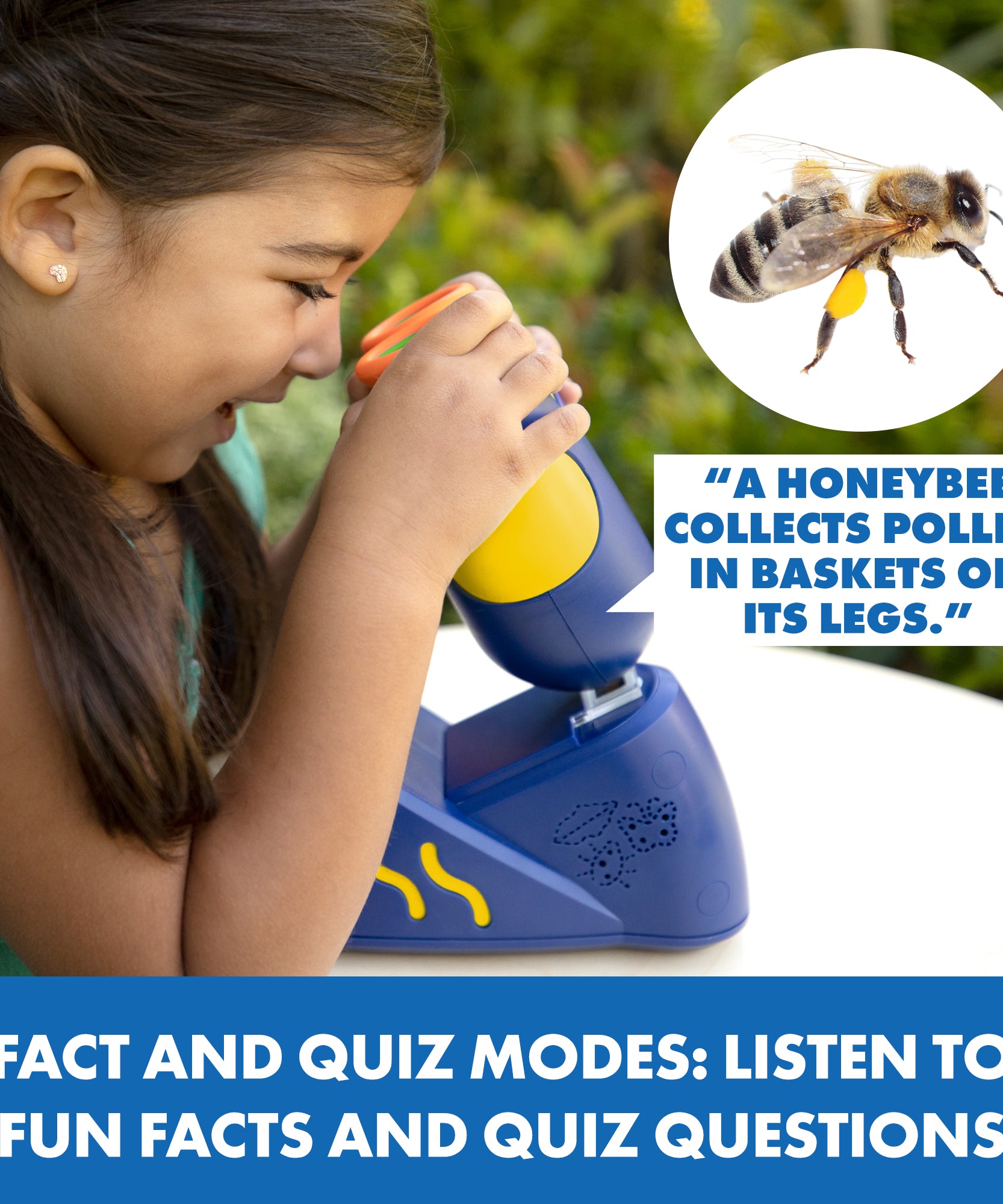 موارد التعلم: مجهر ناطق GeoSafari، مجهر عملي حقيقي مناسب للأطفال بصوت بيندي إروين، ٢٠ شريحة مُعدّة مسبقًا، صوت متعدد اللغات، مناسب للأعمار من ٤ سنوات فما فوق