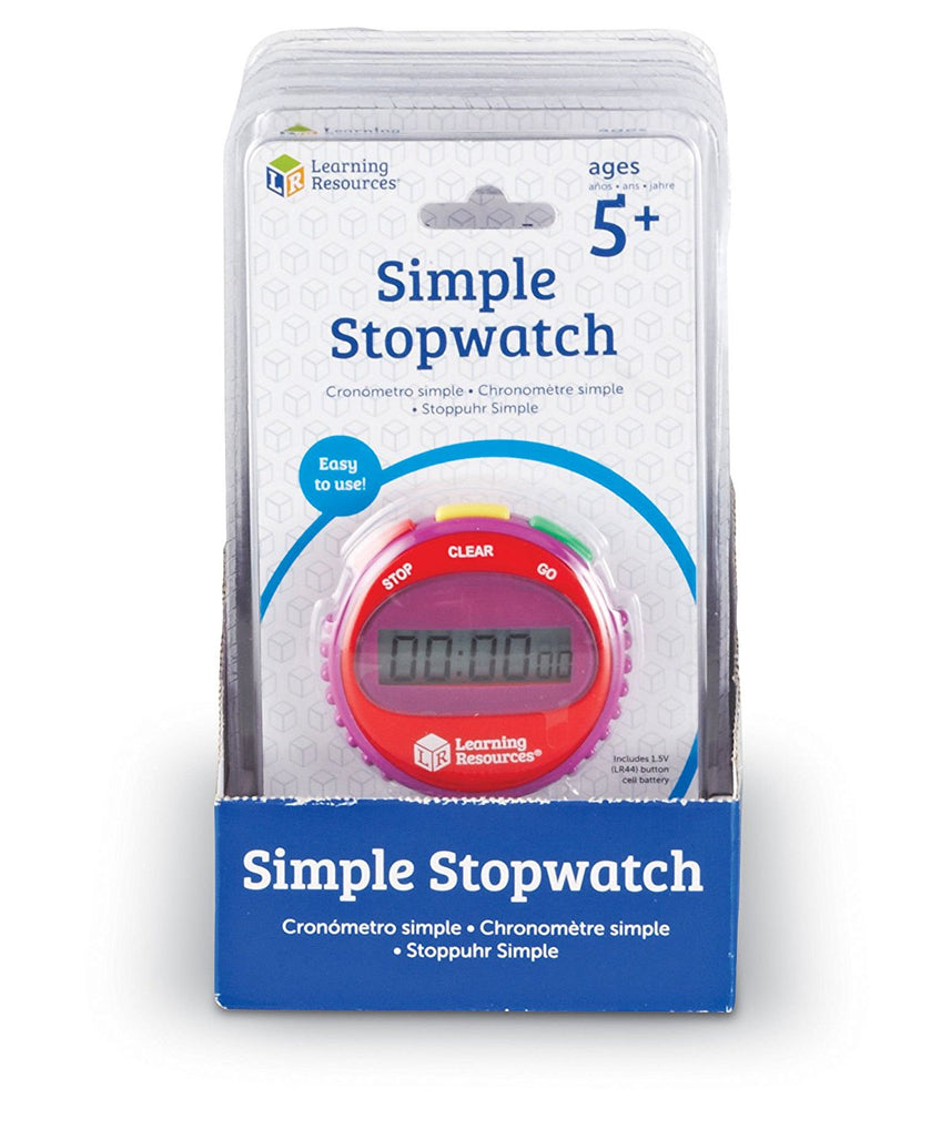 مجموعة ساعات إيقاف بسيطة من Learning Resources، مكونة من 6 ساعات، سهلة الاستخدام للأطفال مع شاشة رقمية كبيرة (للأعمار من 5 سنوات فما فوق)