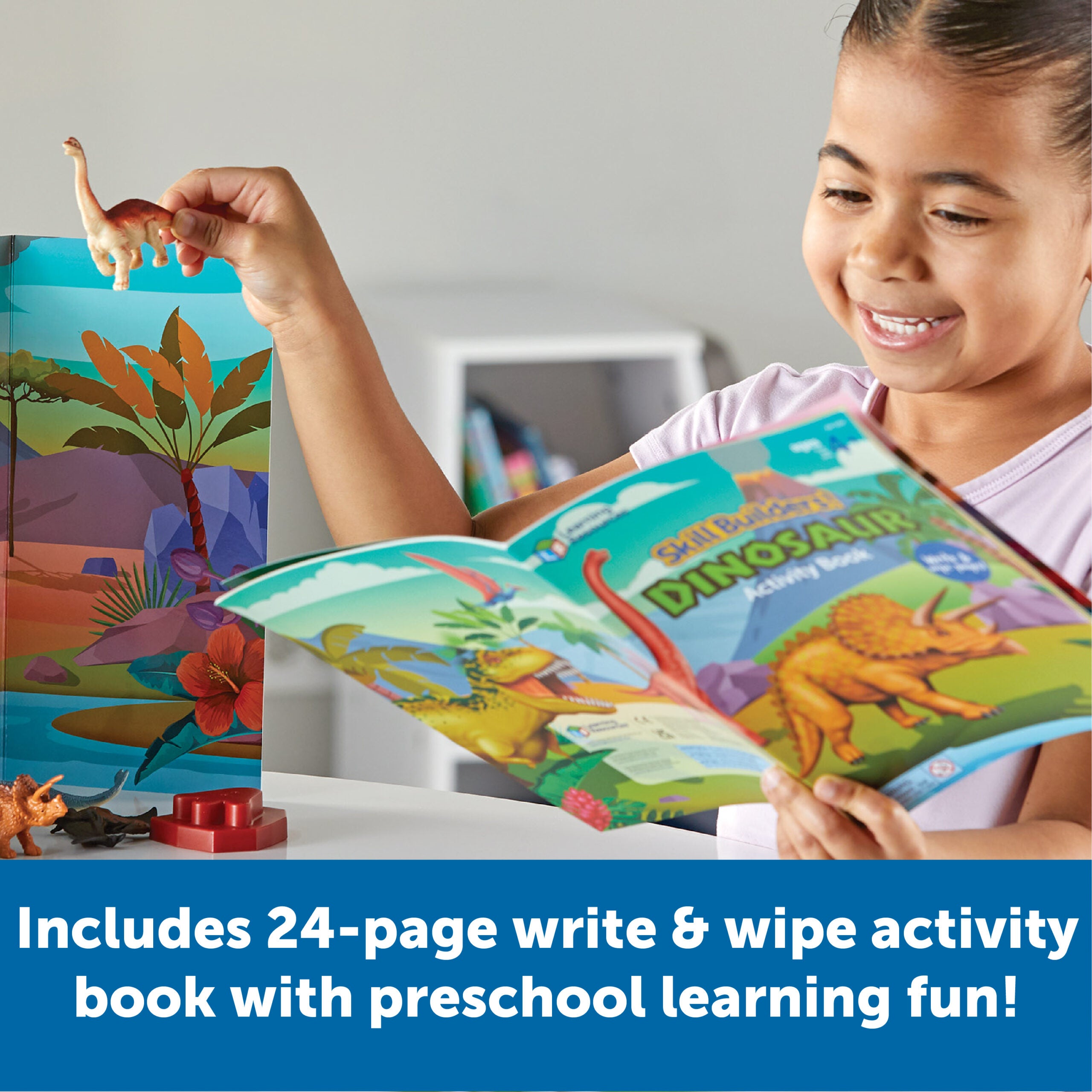 موارد التعلم: بناء المهارات! الديناصورات، مجموعة تعليم الديناصورات لمرحلة ما قبل المدرسة مع أحافير وألغاز وكتاب أنشطة، للأعمار من 4 سنوات فما فوق