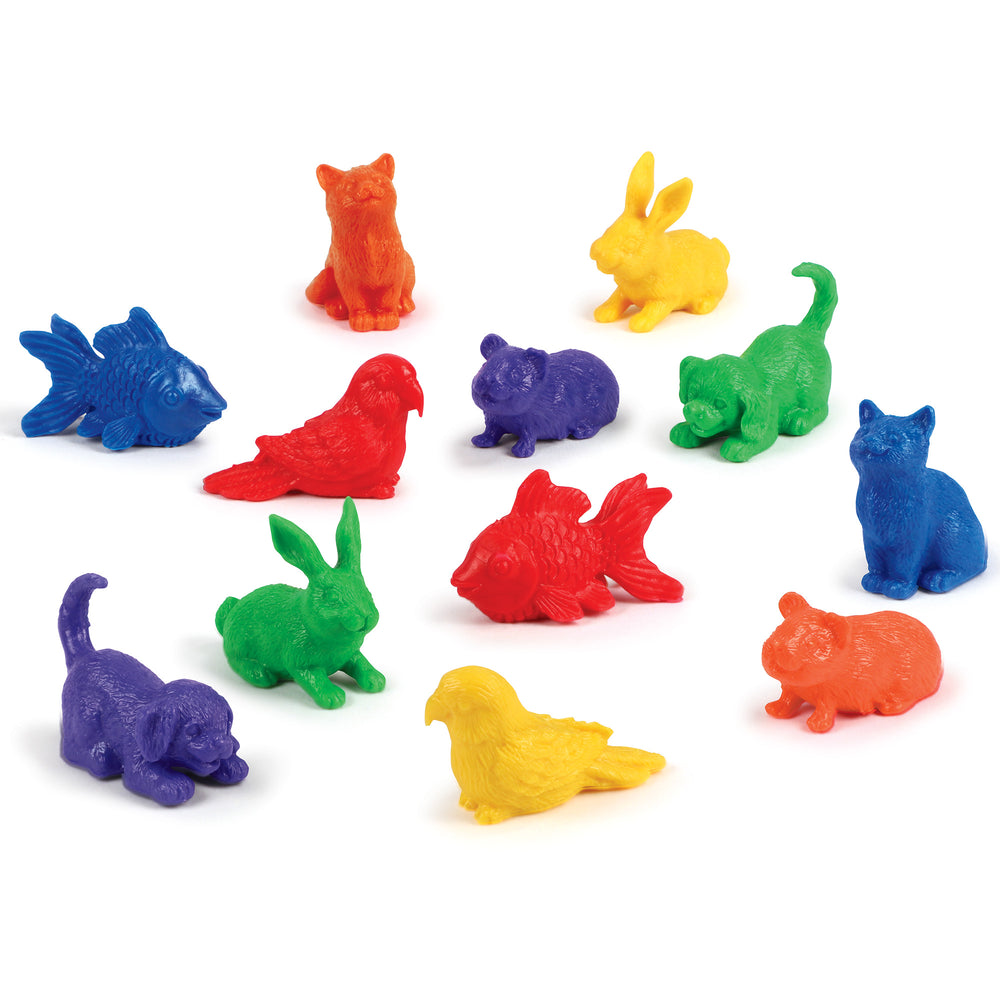 Learning Resources Pet Counters, Set of 72 Animal Counters for Sorting, Counting & Patterning, Includes 6 Pet Shapes in 6 Colours, Storage Tub, Ages 3+