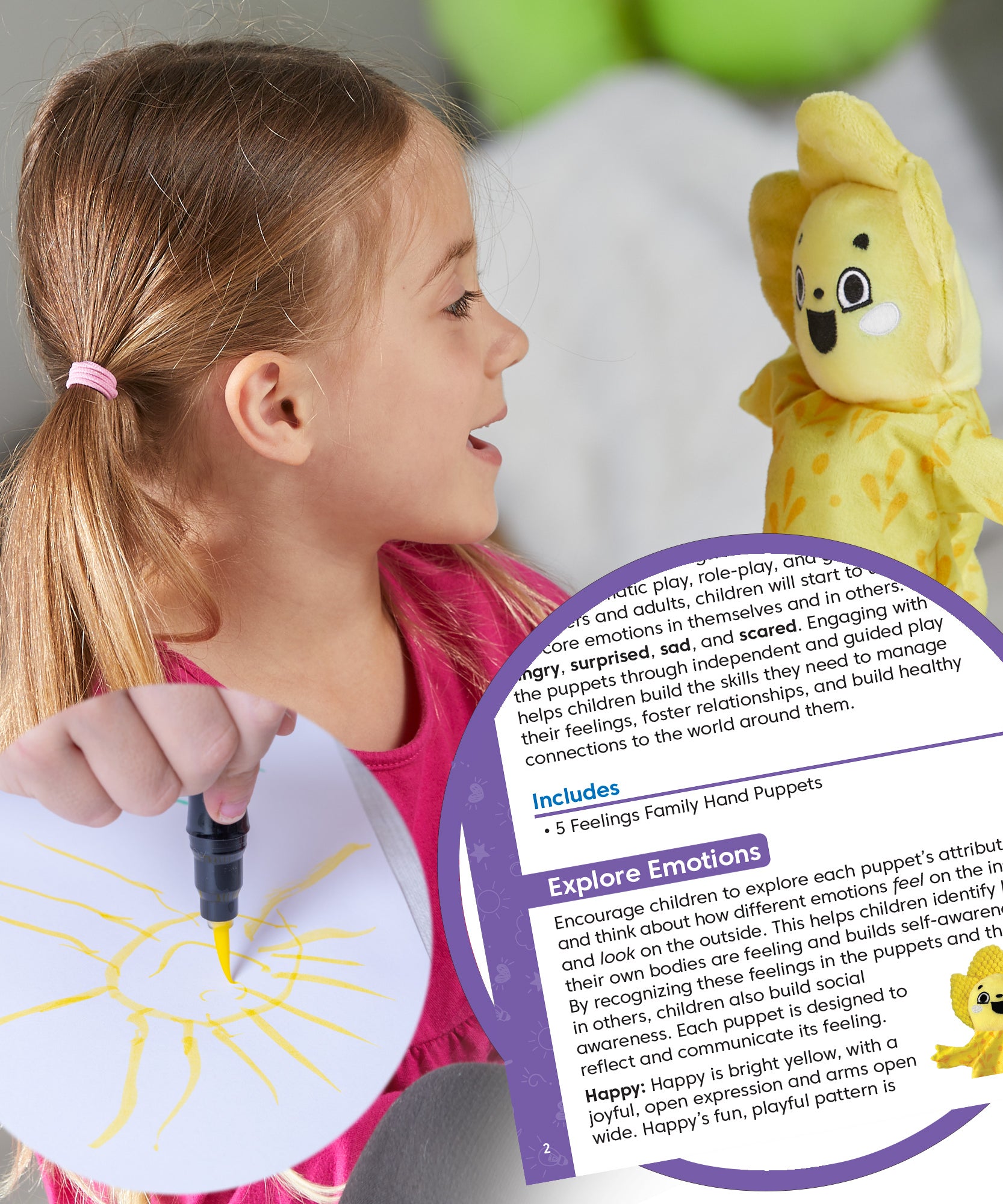 مجموعة من 5 دمى يدوية لعائلة Feelings من Learning Resources، للتعلم العاطفي الاجتماعي، واللعب الحسي اللمسي ورواية القصص، مثالية للمنزل والفصل الدراسي، للأعمار من 18 شهرًا فما فوق