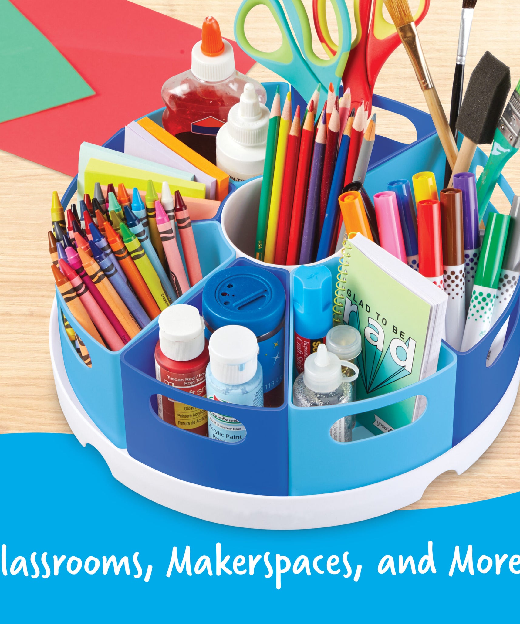 مركز تخزين Create-a-Space من Learning Resources، منظم مكتب مع 8 حاويات قابلة للإزالة، لتخزين لوازم الفصل الدراسي أو المنزل أو المكتب، صينية قطرها 30 سم، مناسب للأعمار من 3 سنوات فما فوق