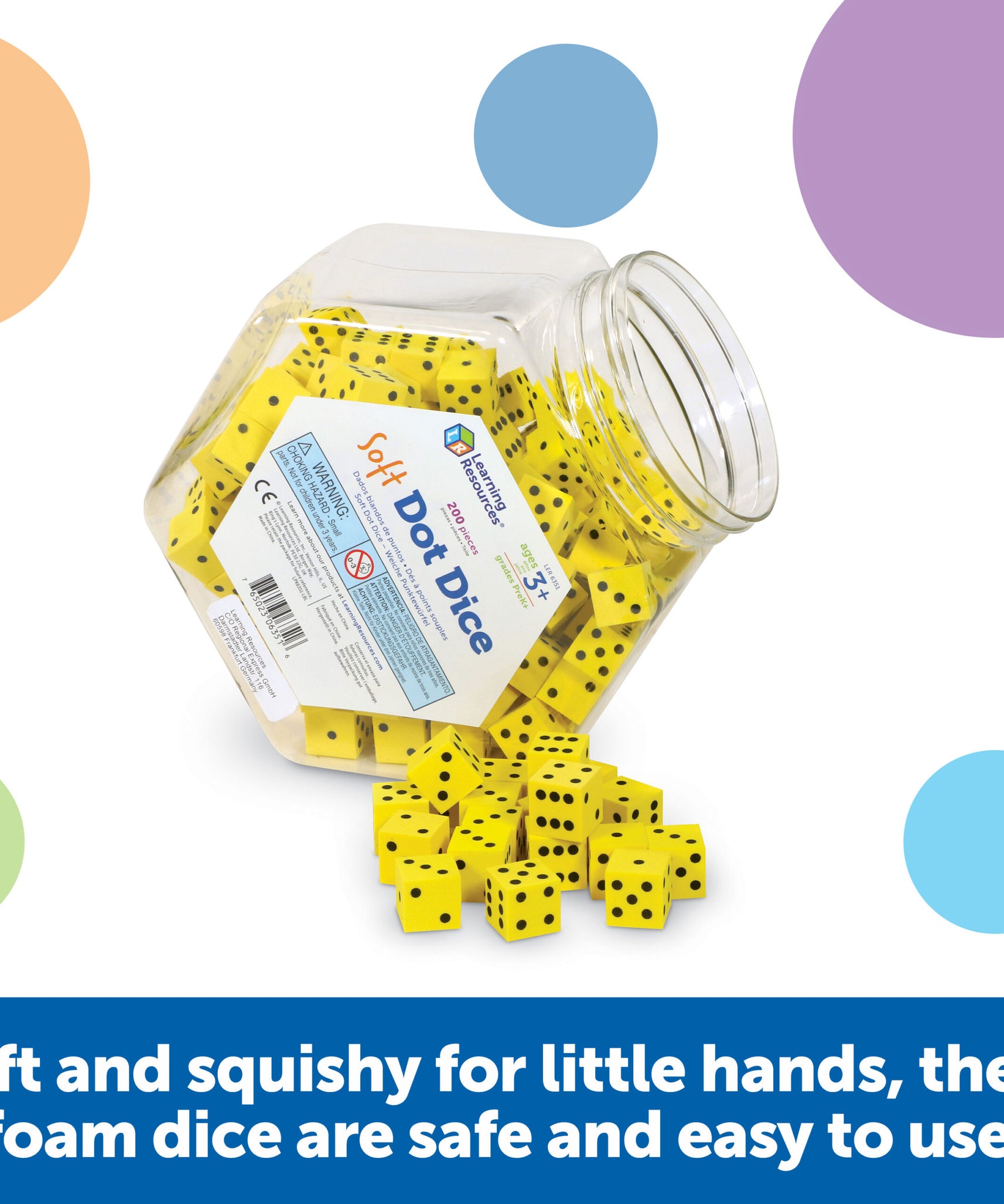 مجموعة من 200 نرد من الفوم الناعم من Learning Resources، نرد هادئ ومتين لألعاب الفصل الدراسي وأنشطة الرياضيات وتعلم الاحتمالات