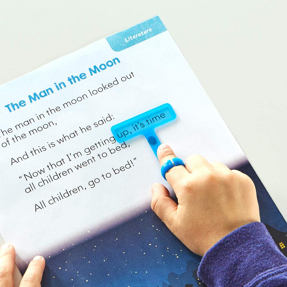 Learning Resources FingerFocus Highlighter, Wearable Reading Aid for Kids, Helps Improve Focus & Tracking, Includes 4 Interchangeable Colored Wands