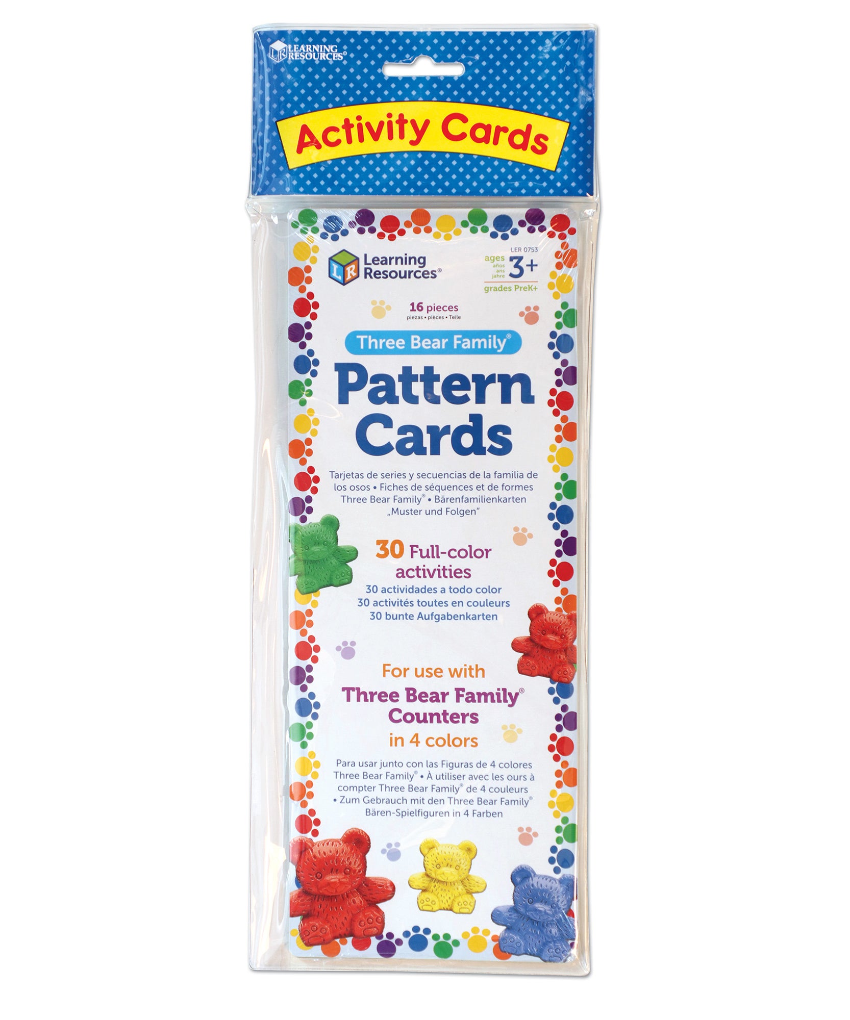 Learning Resources Three Bear Family Double-Sided Pattern Cards, Set of 16, Hands-On Maths Activities for Counting, Sorting & Patterning, Ideal for Classroom & Home Learning, Ages 3+