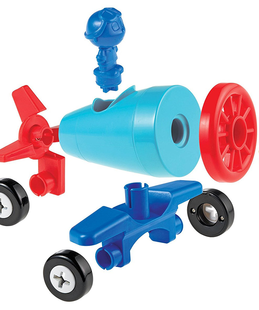 موارد التعلم 1-2-3 Build It سيارة طائرة قارب، لعبة بناء مركبة 3 في 1 للأطفال الصغار، مهارات حركية دقيقة ولعب هندسي مبكر، للأعمار من سنتين فما فوق