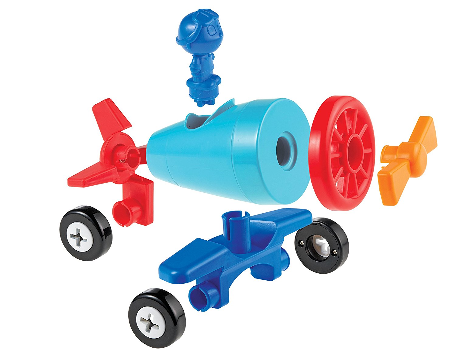 موارد التعلم 1-2-3 Build It سيارة طائرة قارب، لعبة بناء مركبة 3 في 1 للأطفال الصغار، مهارات حركية دقيقة ولعب هندسي مبكر، للأعمار من سنتين فما فوق
