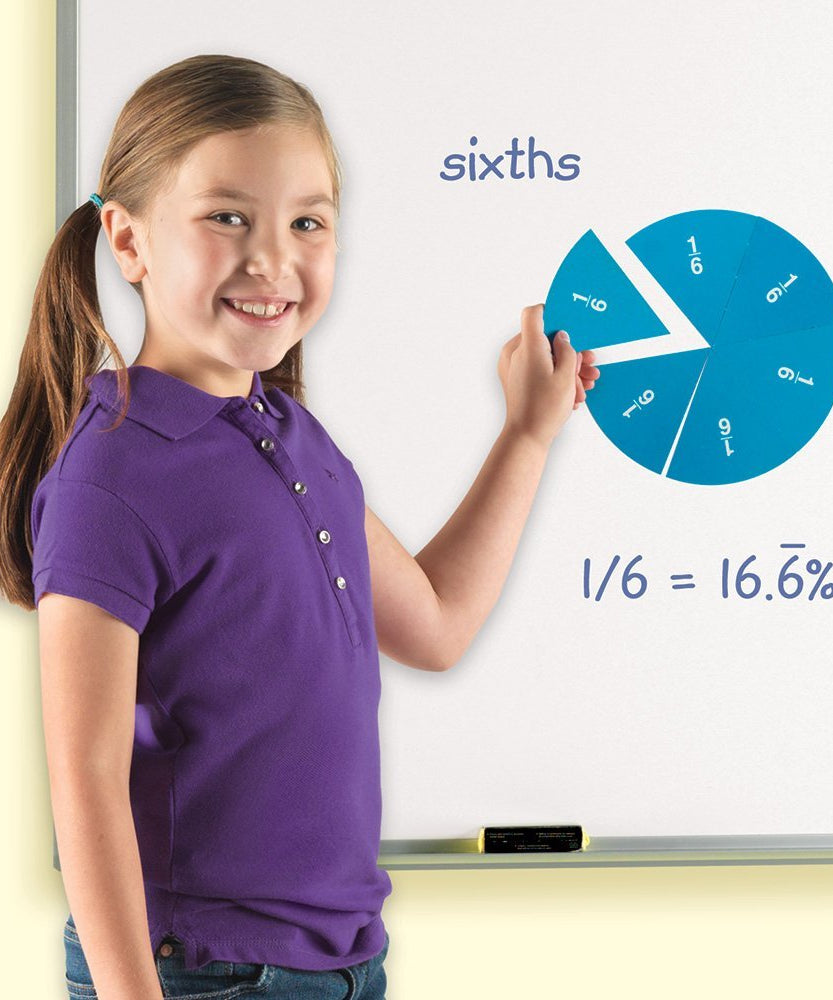 Learning Resources Double-Sided Magnetic Demonstration Rainbow Fraction Circles, Visualize Fractions and Percentages, Ideal for Whiteboard Demonstrations, Includes 9 Magnetic Circles and Activity Guide, For Ages 6+