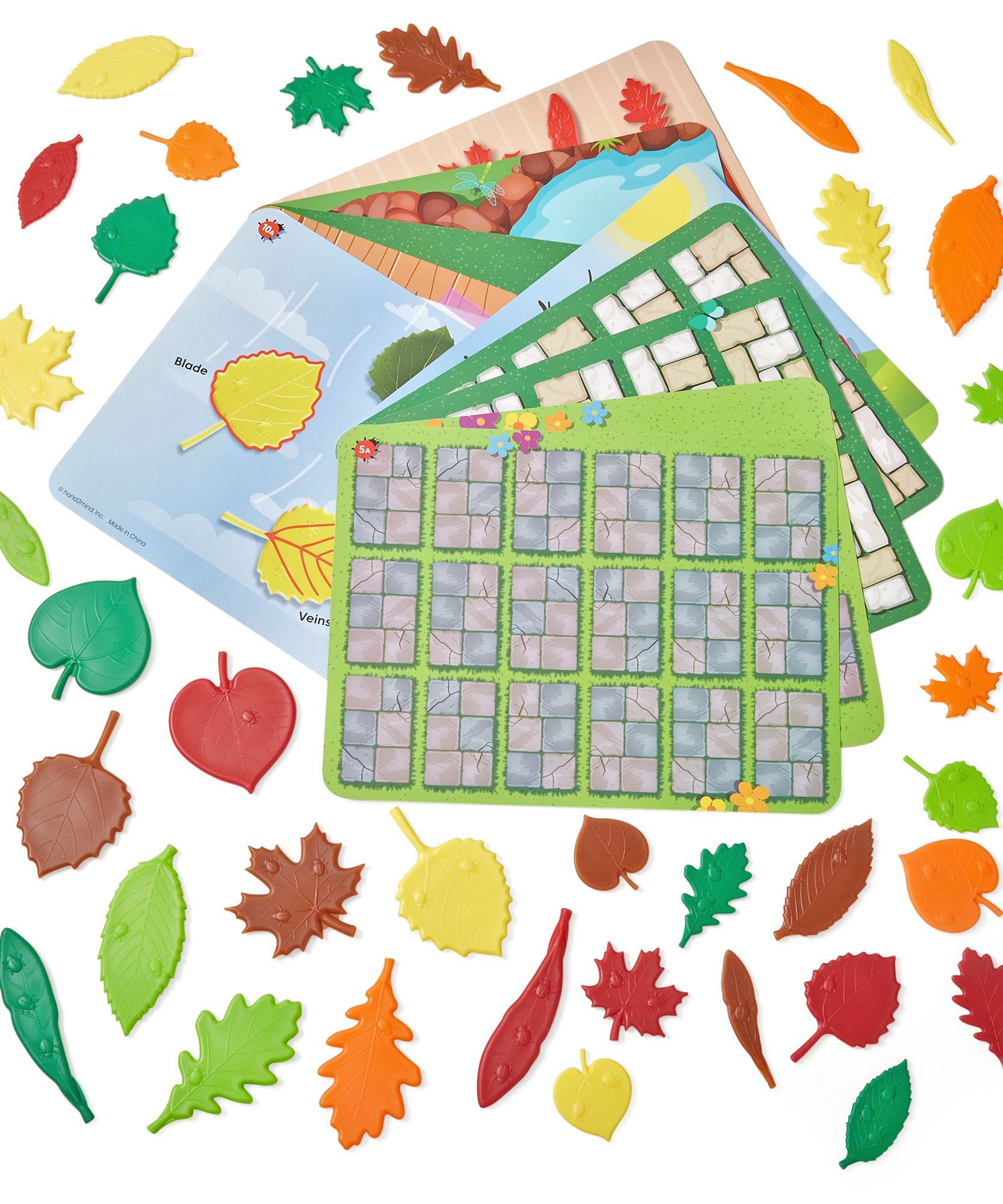 Learning Resources Sensory Leaves Math Activity Set, 36 Leaf-Shaped Counters and 10 Activity Cards, Early Math and Pattern Play, Made from 100 Percent Recycled Plastic, Ages 3+