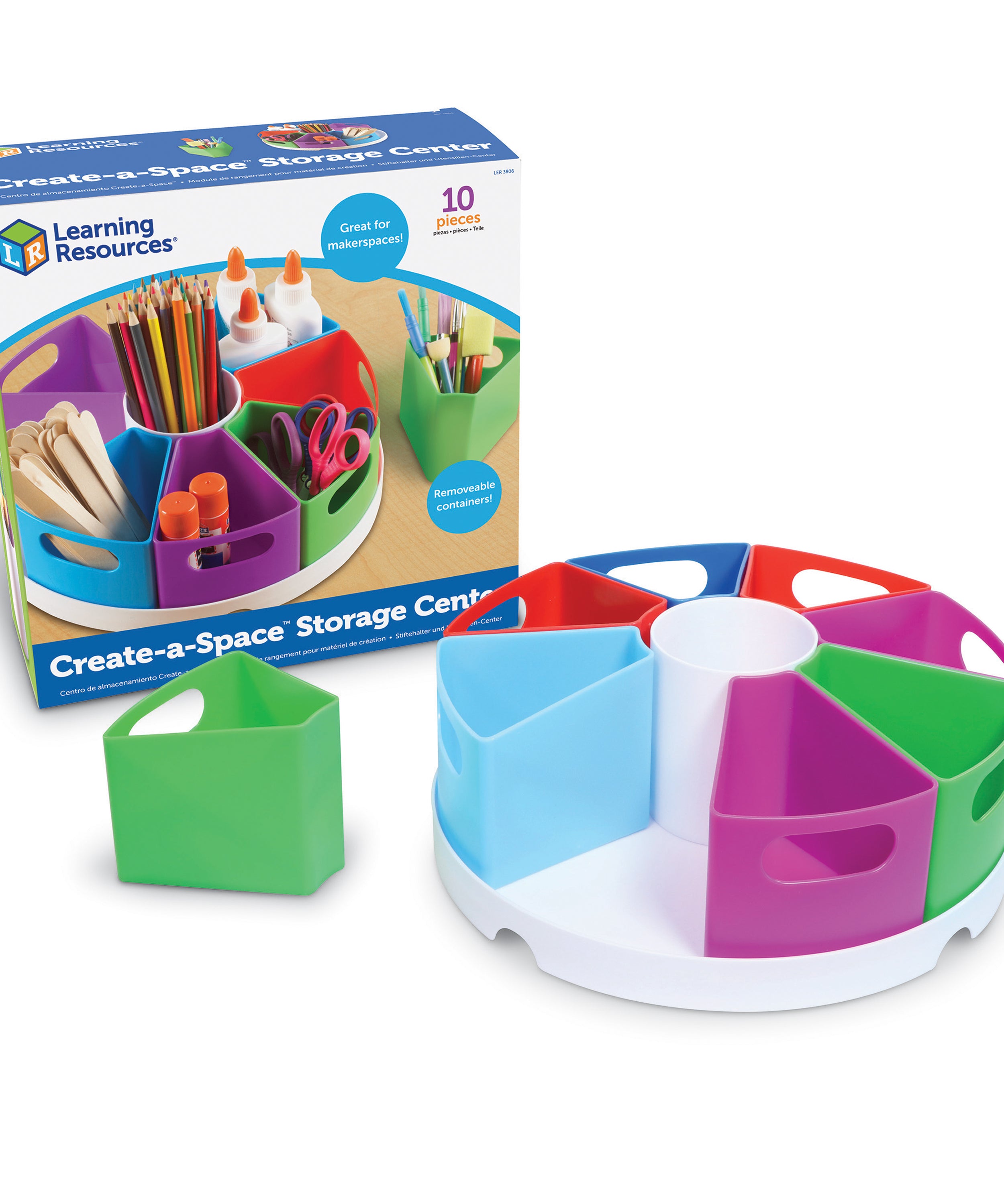 مركز تخزين Create-a-Space من Learning Resources، منظم متعدد الأقسام نابض بالحياة للفصول الدراسية أو المكتب أو محطة الواجبات المنزلية، يتضمن 9 حاويات تخزين (30.5 سم عمق × 11.5 سم ارتفاع)