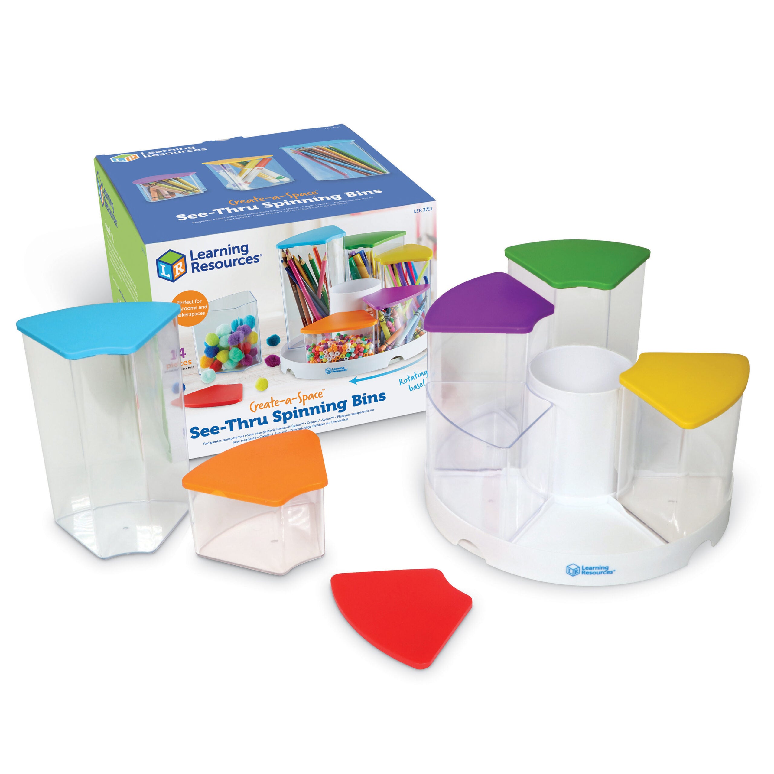 Learning Resources Create-A-Space See-Thru Spinning Bins, Portable Sto ...