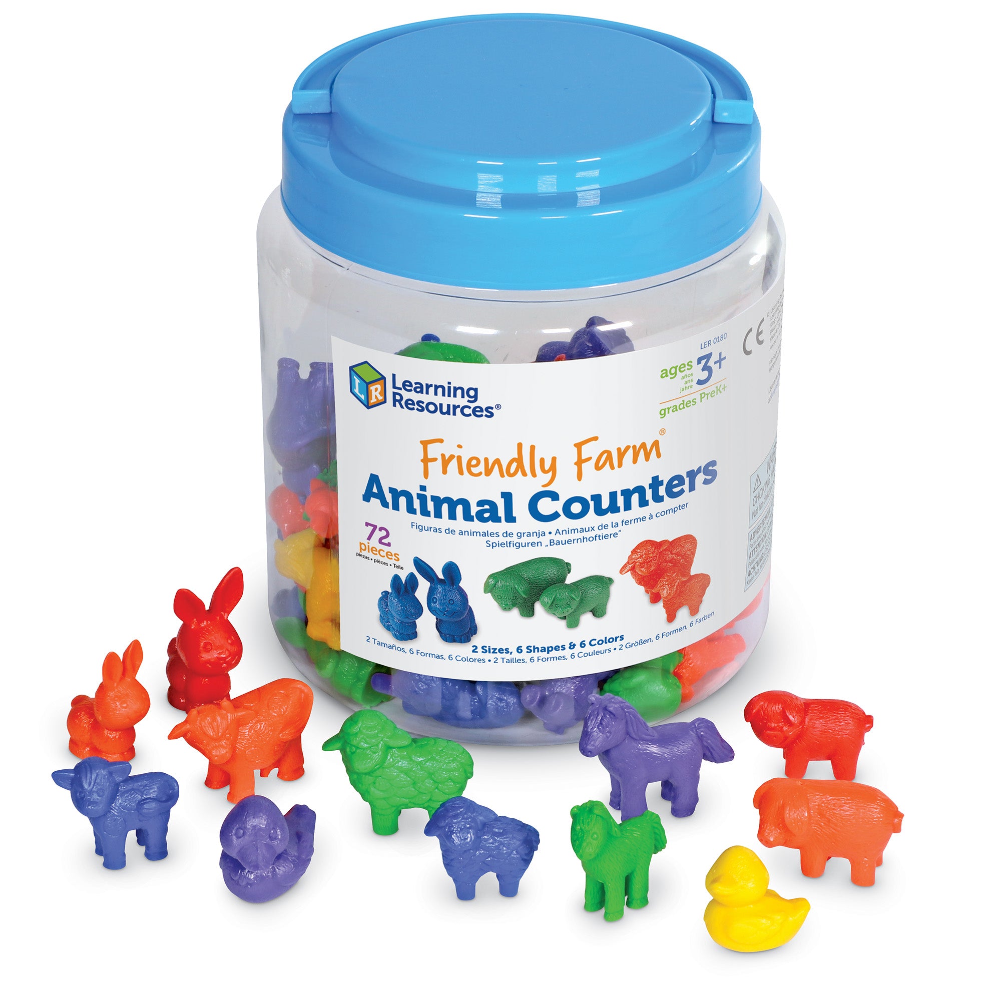 Learning Resources Friendly Farm Animal Counters, Set of 72, Farm Anim ...
