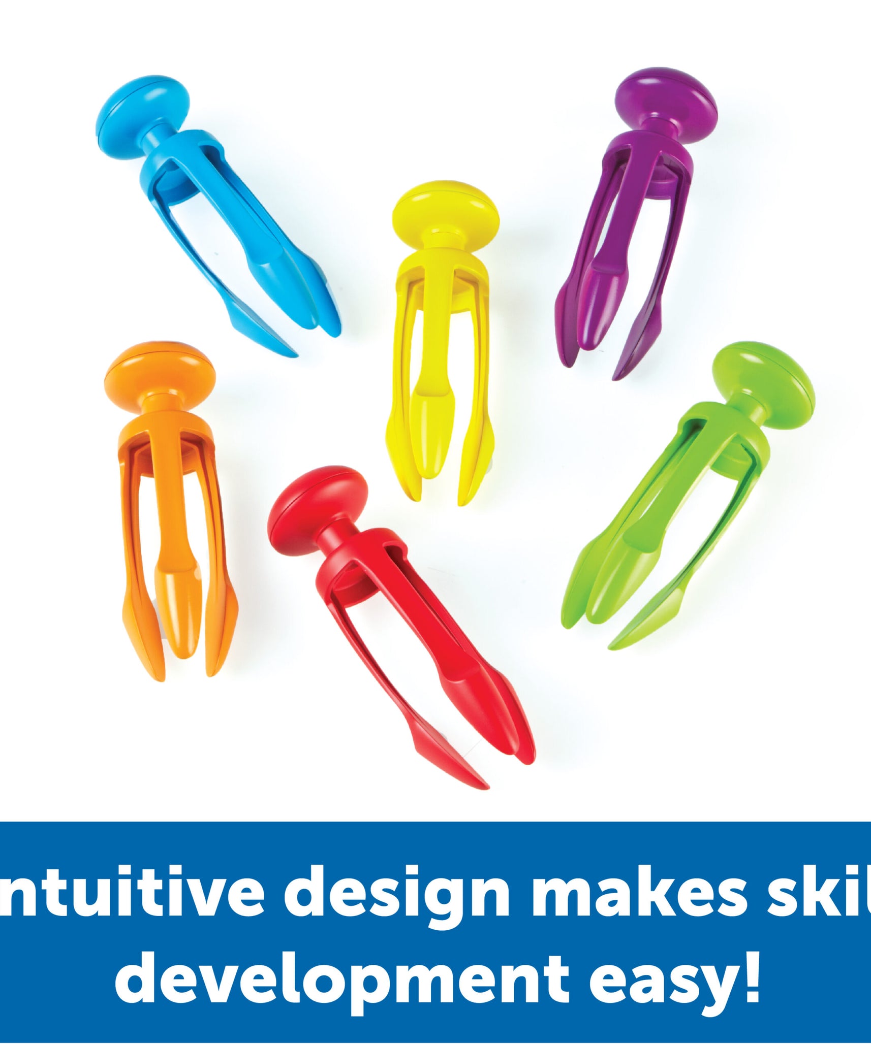 Learning Resources Tri-Grip Tongs, Set of 6, Fine Motor Skills Tool for Kids, Strengthens Pencil Grip, Includes Storage Bin, Ages 4+