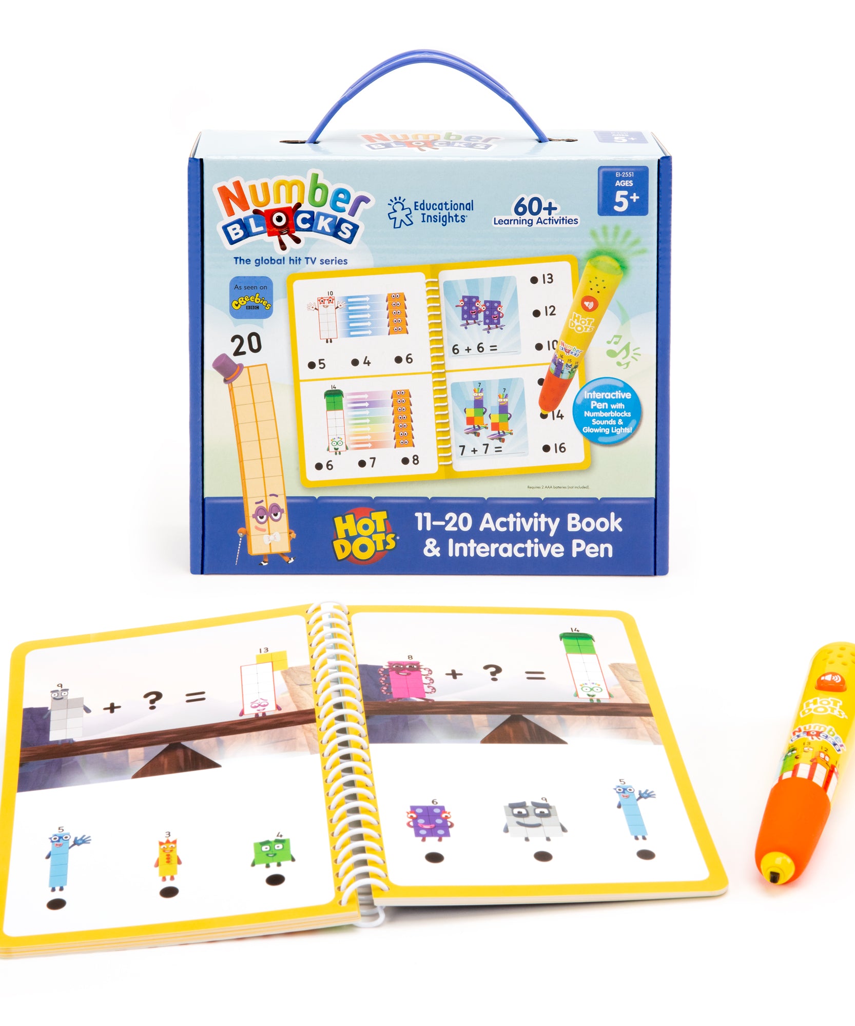 موارد التعلم: كتاب أنشطة وقلم تفاعلي من مجموعة هوت دوتس نمبربلوكس للأعمار من 11 إلى 20، أكثر من 60 نشاطًا رياضيًا للأعمار من 5 سنوات فما فوق، EI-2551