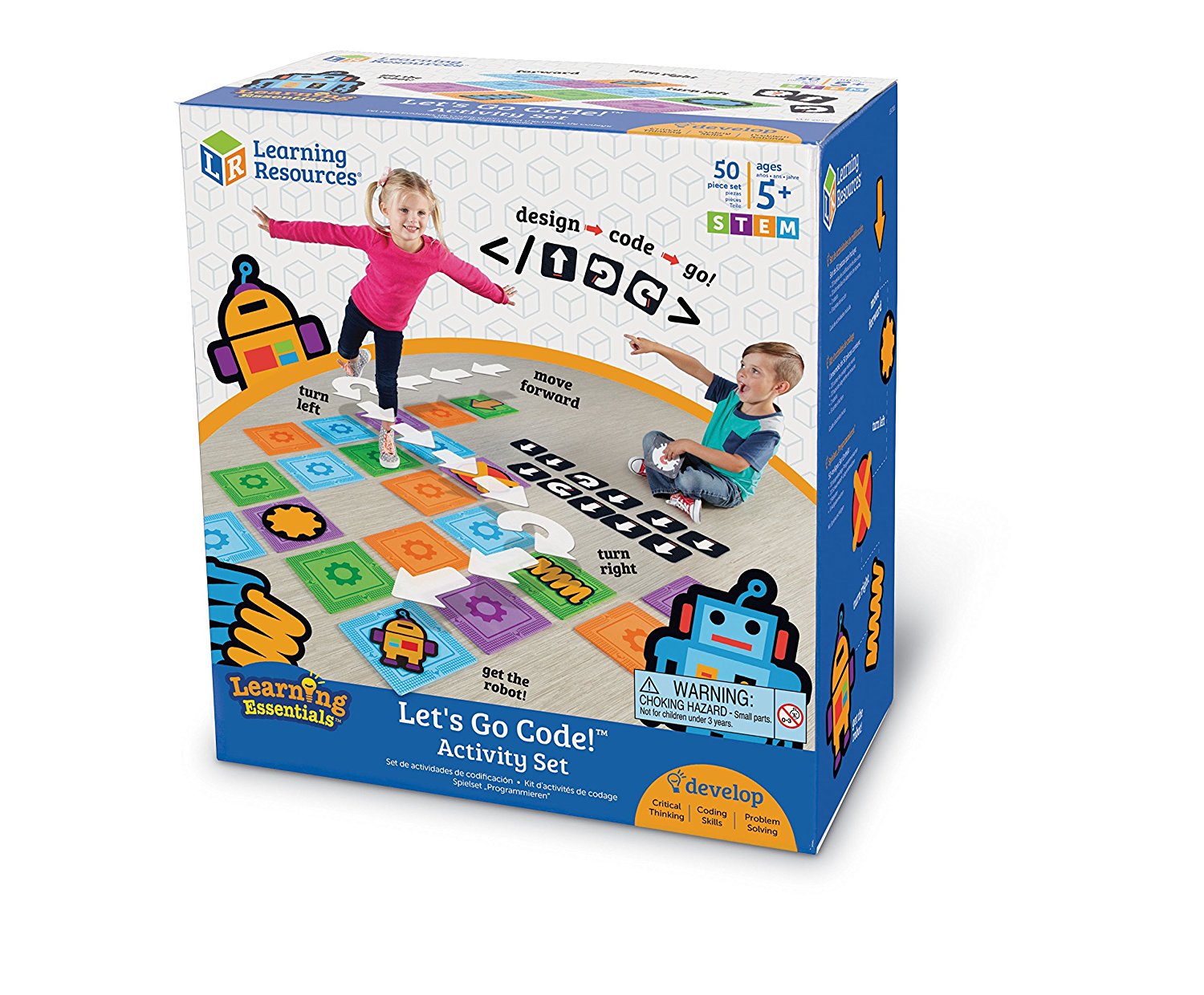 Learning Resources Let's Go Code! Activity Set, Non-Digital Introduction to Coding for Kids Ages 5+, Develops STEM Skills and Gross Motor Abilities