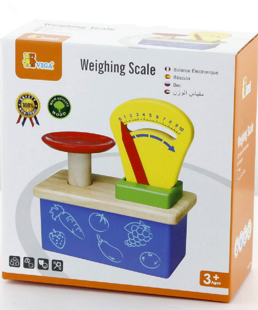 VIGA Weighing Scale Wooden Educational Toy, Role Play Kitchen & Shop Accessory, Ages 3+