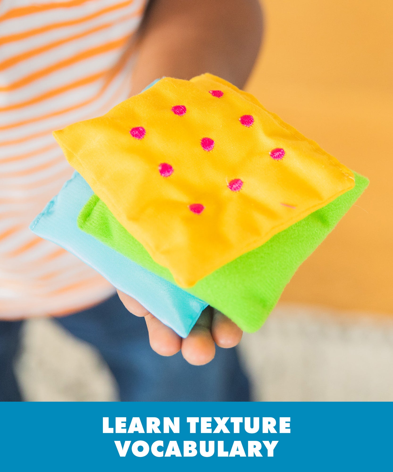 Learning Resources Teachable Touchables Texture Squares, Sensory Play Set for Toddlers, 20 Tactile Squares for Building Communication, Vocabulary, and Tactile Awareness