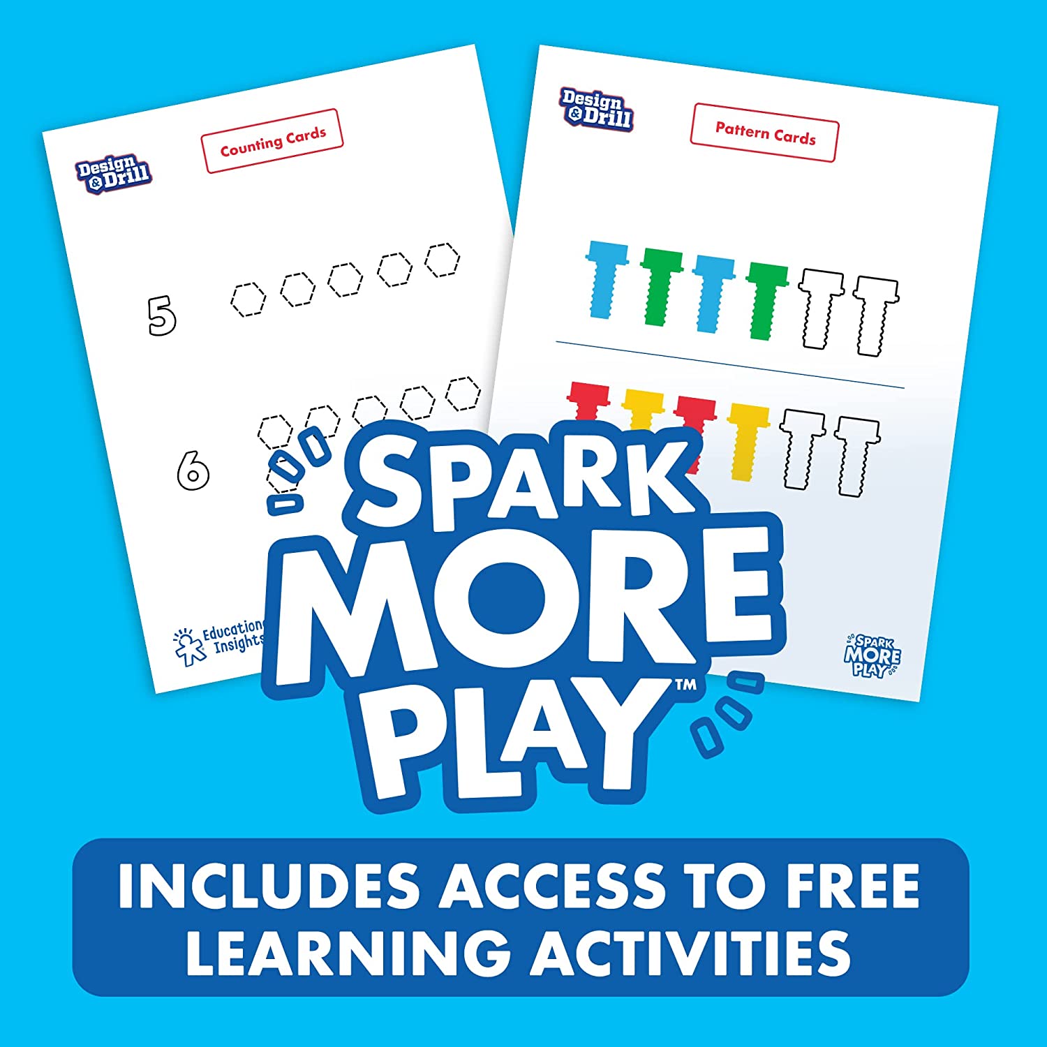 ورشة عمل تصميم وتروس الحفر من Learning Resources، لعبة بناء STEM مع مثقاب كهربائي، وتروس، ومسامير، ولوحة أنشطة، تُنمي المهارات الحركية الدقيقة والمفاهيم الهندسية المبكرة، للأعمار من 3 سنوات فما فوق