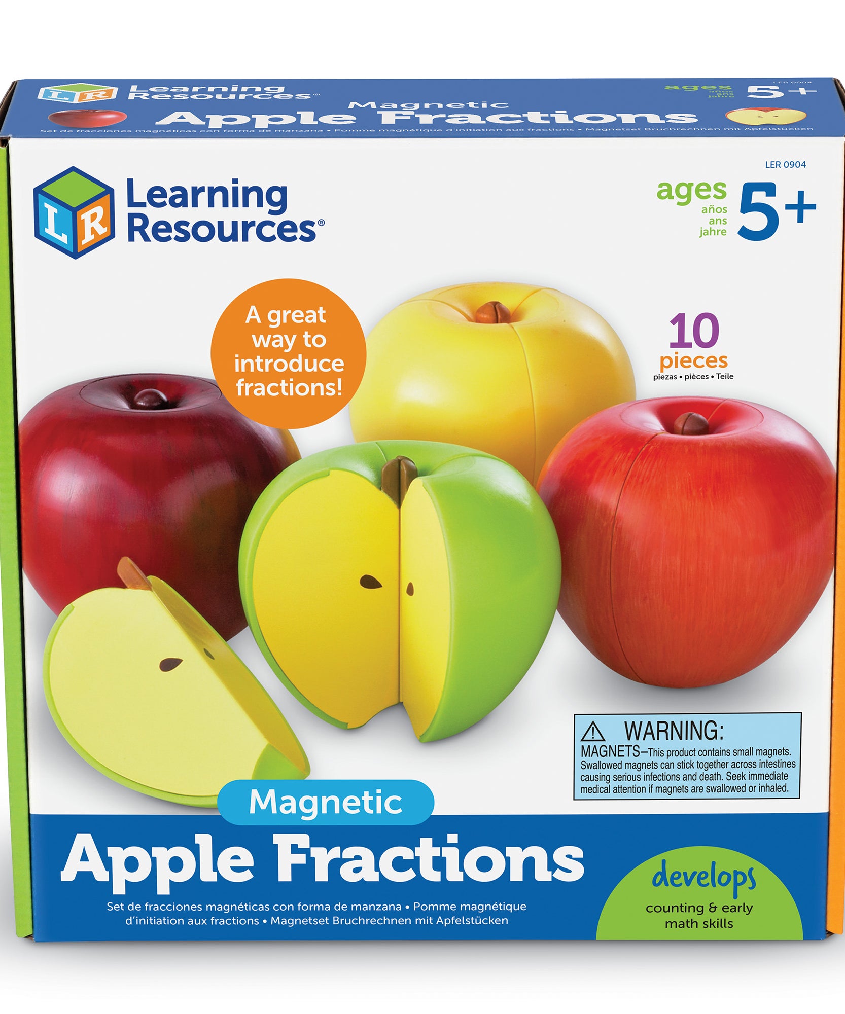 Learning Resources Magnetic Apple Fractions, Hands-On Learning Tool for Teaching Fractions, Equivalencies, and Basic Math Concepts